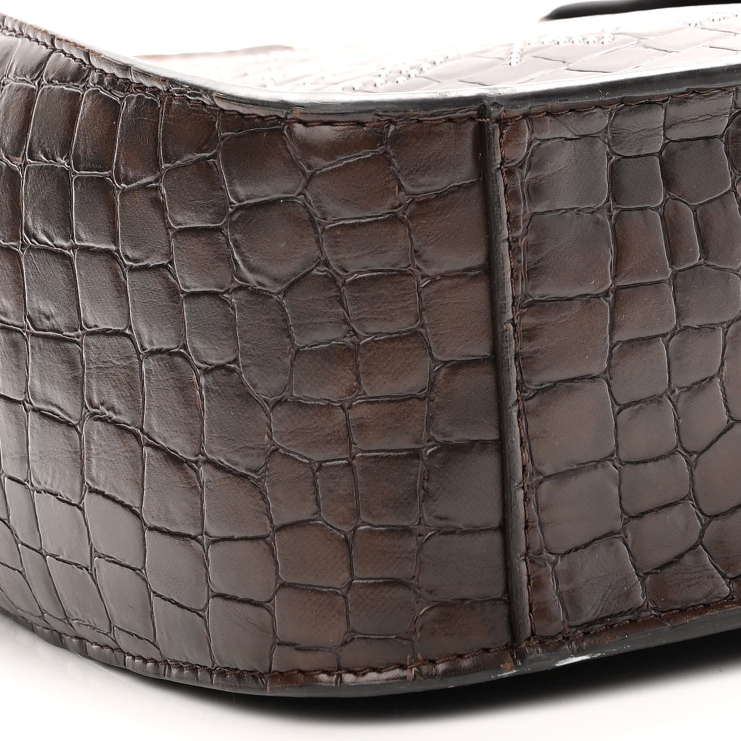 Stella McCartney Crocodile Embossed Studded Logo Mini Crossbody Mahogany 8 of 11