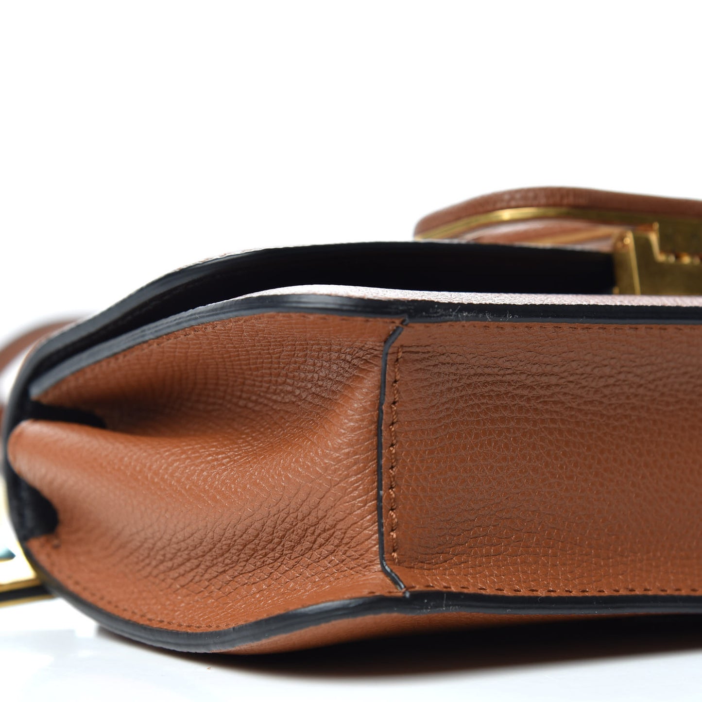 Grainy Calfskin VSling Belt Bag Saddle Brown