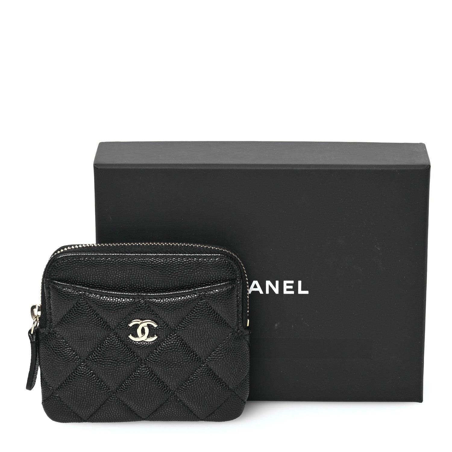 Chanel Caviar Quilted Zip Card Holder Wallet Black 8 of 8