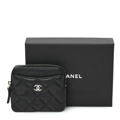 Chanel Caviar Quilted Zip Card Holder Wallet Black 8 of 8