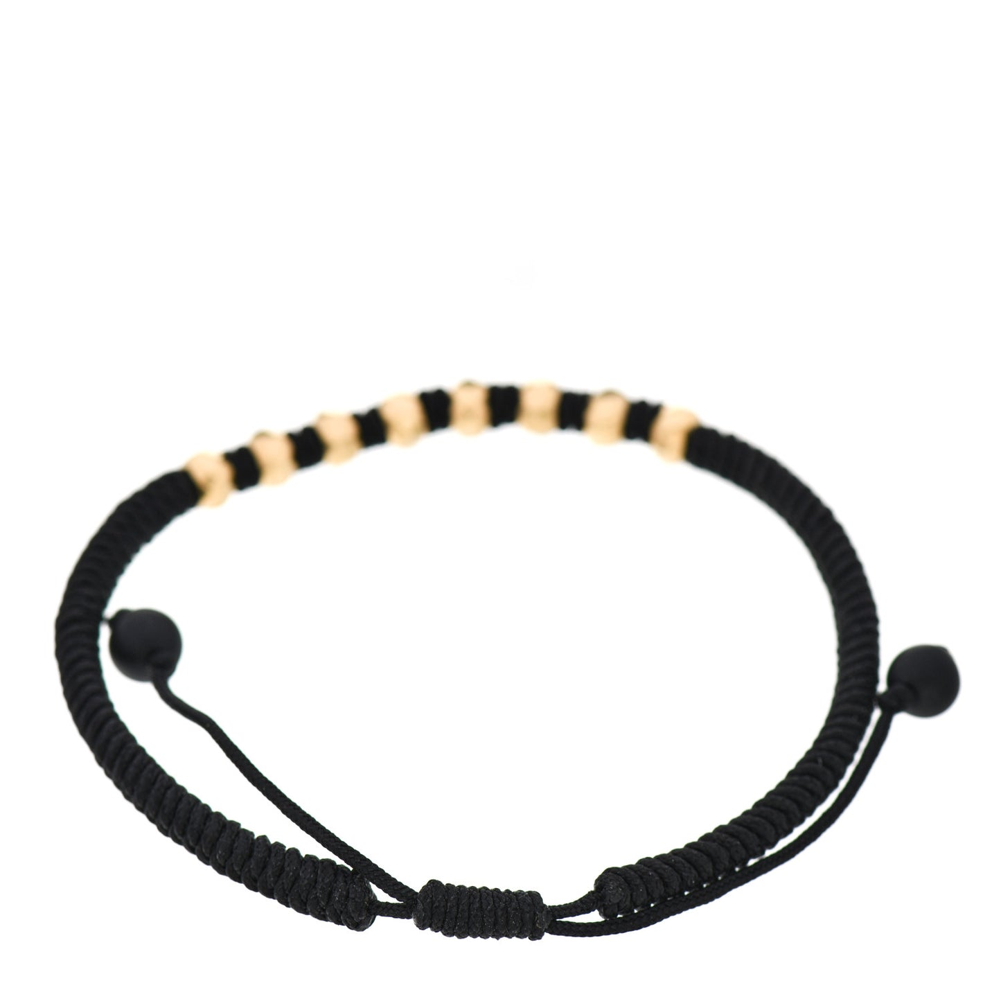 18K Yellow Gold Nylon Fortune Woven Bracelet Black