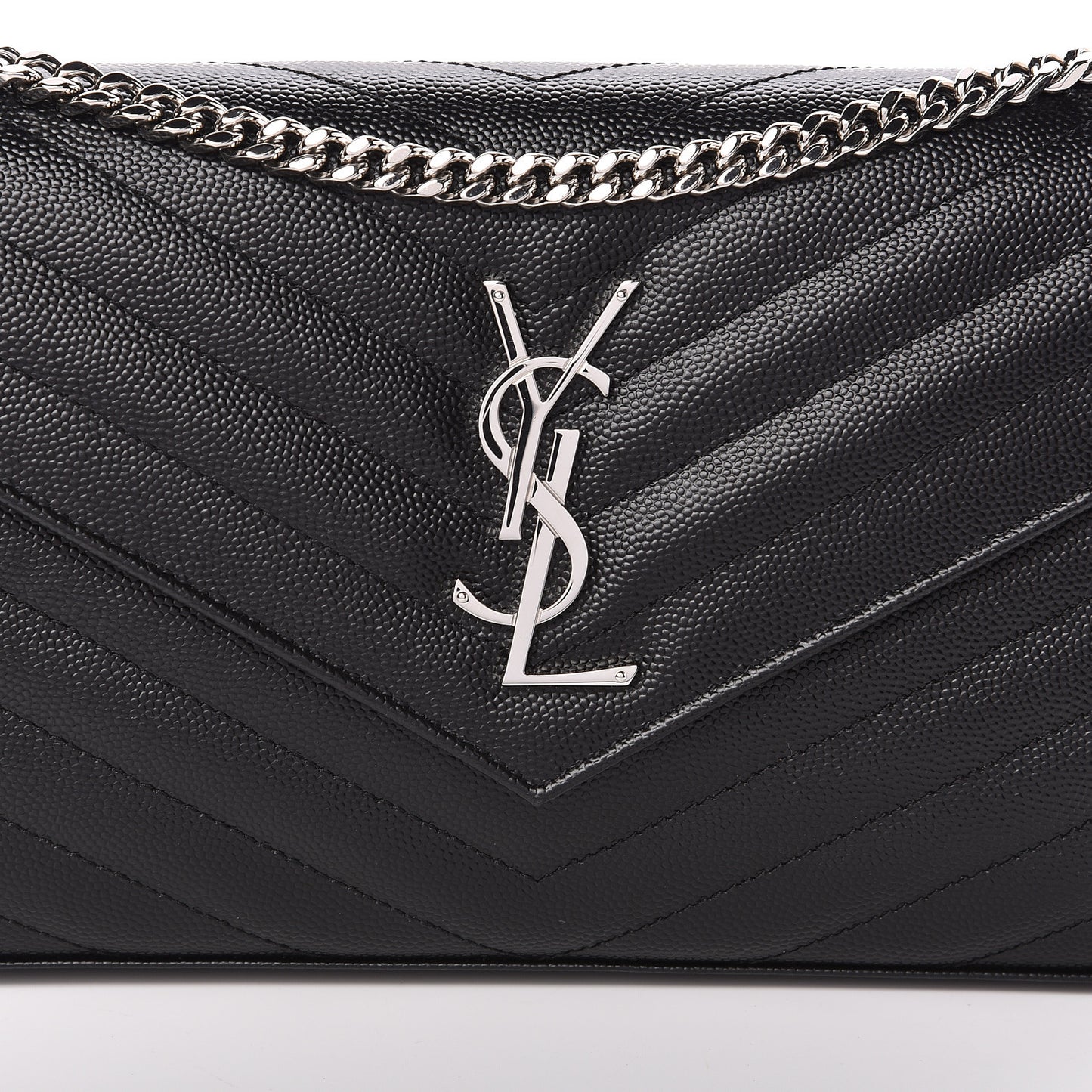Grain De Poudre Matelasse Chevron Monogram Chain Wallet Black