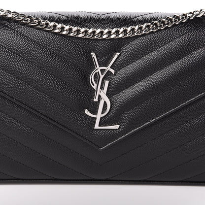 Saint Laurent Grain De Poudre Matelasse Chevron Monogram Chain Wallet Black 9 of 10