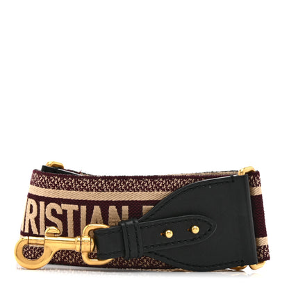 Christian Dior Canvas Embroidered Shoulder Strap Burgundy 1 of 5