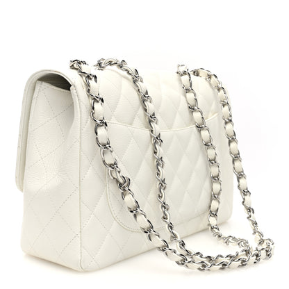 Chanel Caviar Quilted Jumbo Single Flap White 3 of 10