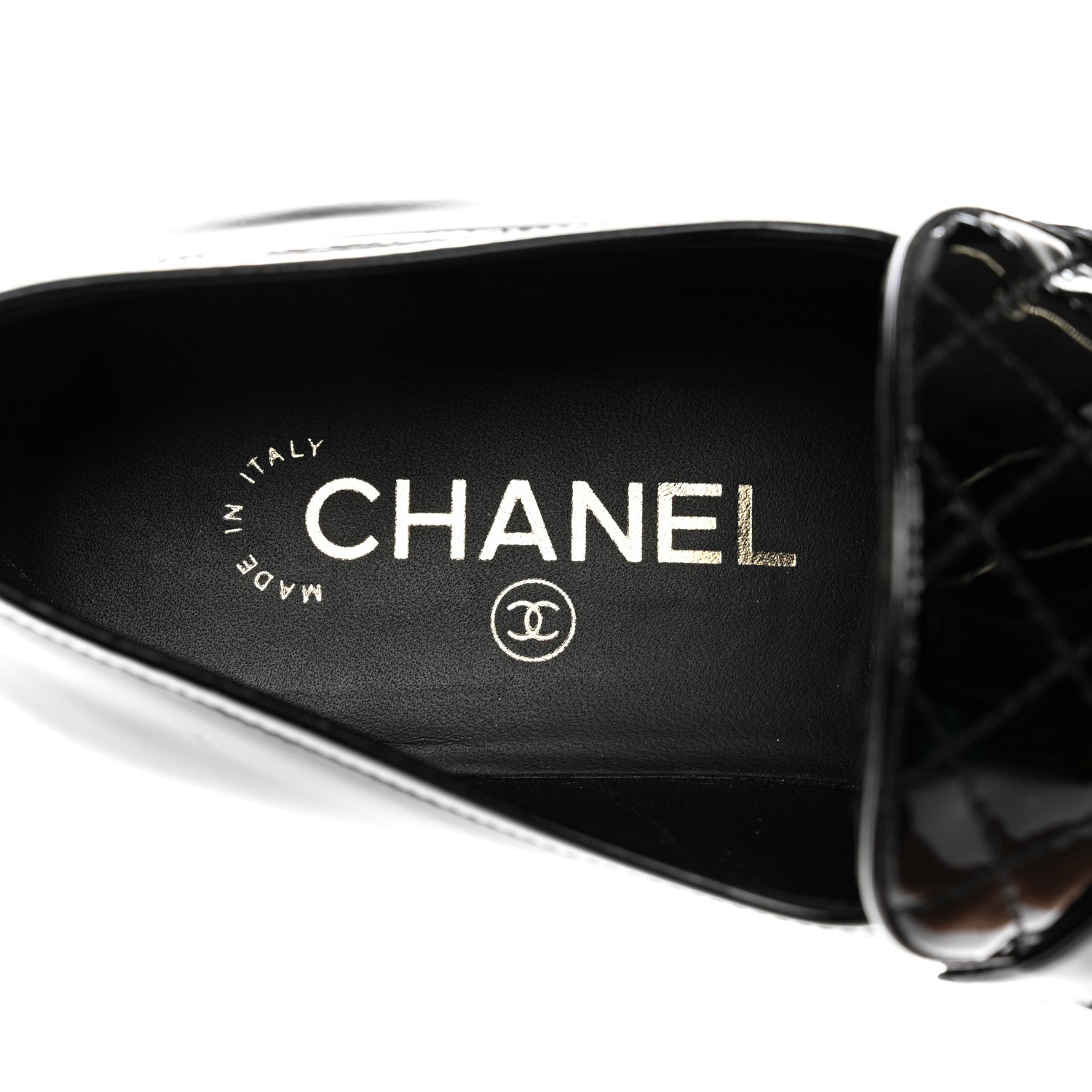 Chanel Patent Calfskin CC Chain Mocassin Loafers 38.5 Black 7 of 12