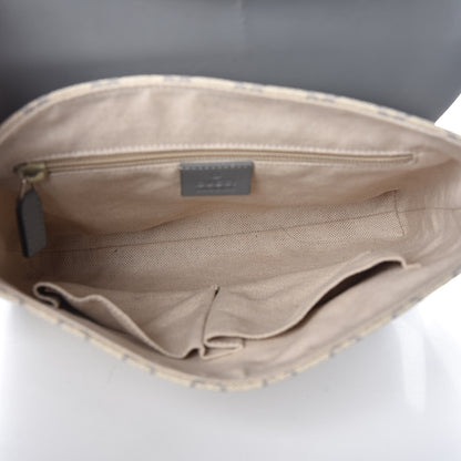 Gucci GG Supreme Monogram Selleria Calfskin Medium Satchel Messenger Bag Ecru Grigio 7 of 10