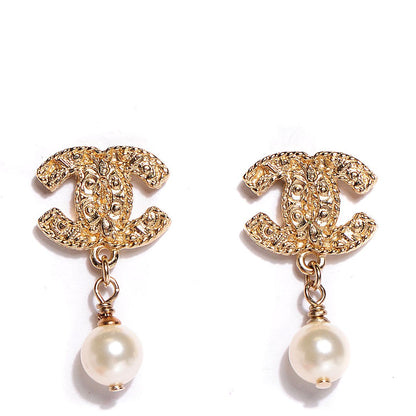 Chanel Pearl CC Drop Earrings Gold 1 of 4