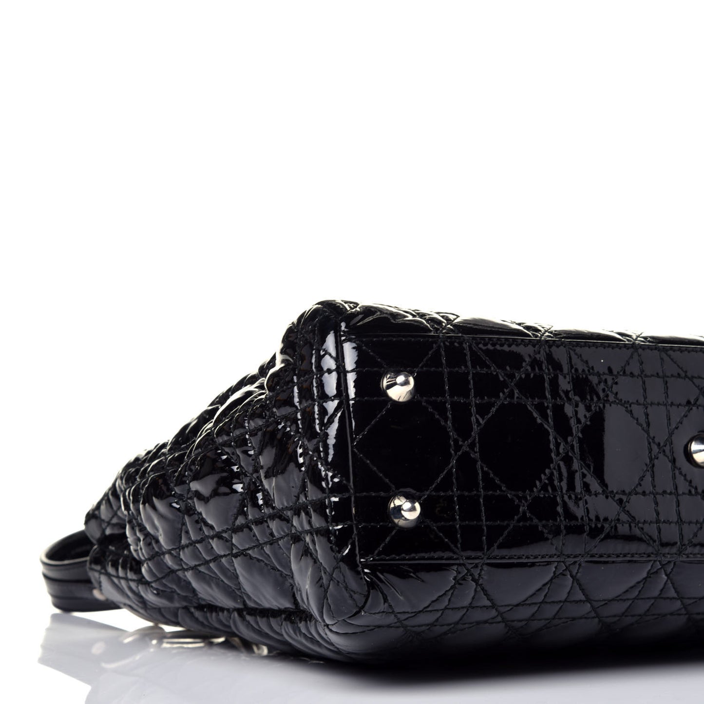Patent Cannage Small Dior Soft Shopping Tote Black