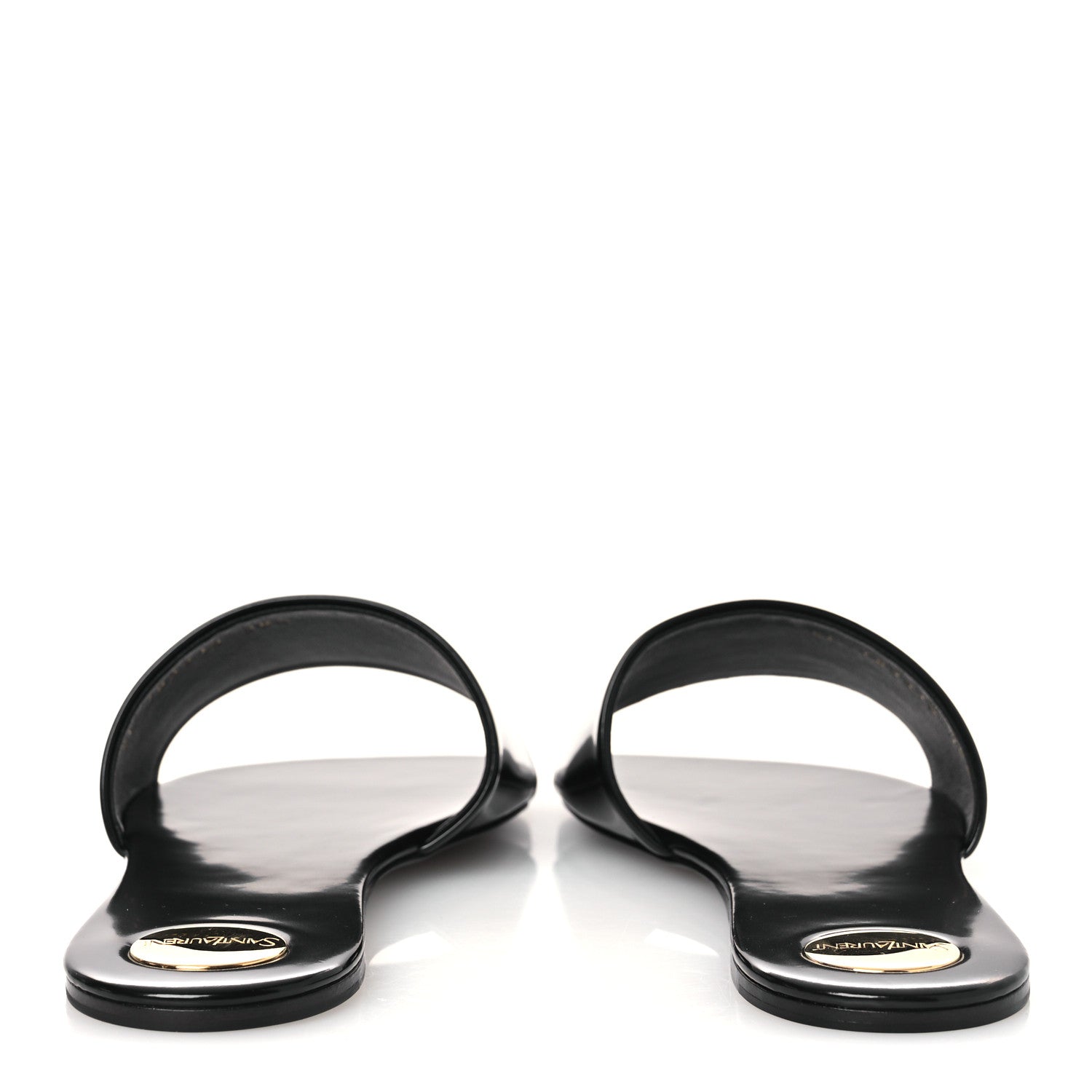 Saint Laurent Patent Calfskin Carlyle Slide Sandals 38.5 Black 6 of 11