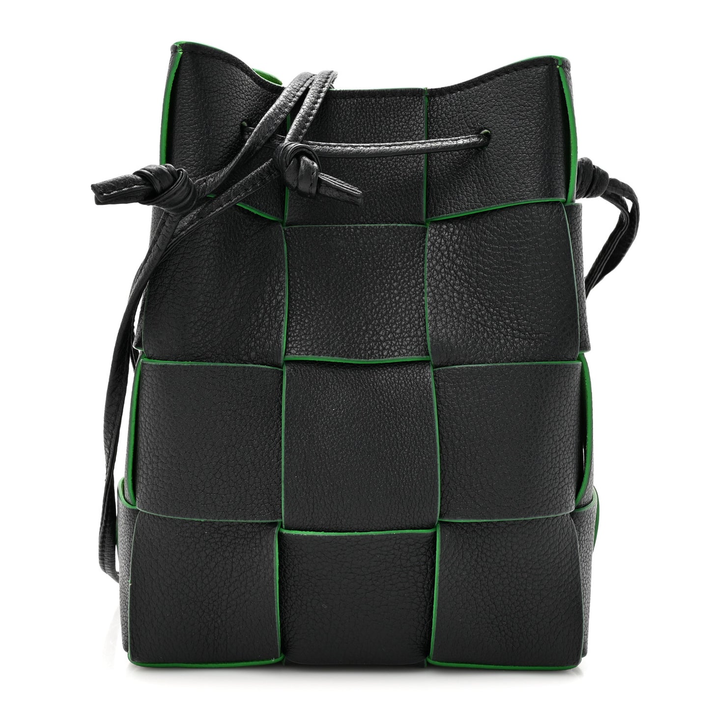 Nappa Maxi Intrecciato Mini Cassette Bucket Bag Black Parakeet