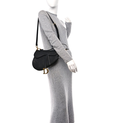 Christian Dior Grained Calfskin Saddle Bag With Strap Black 2 of 10