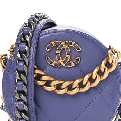 Chanel Lambskin Quilted Chanel 19 Round Clutch With Chain Purple 8 of 10