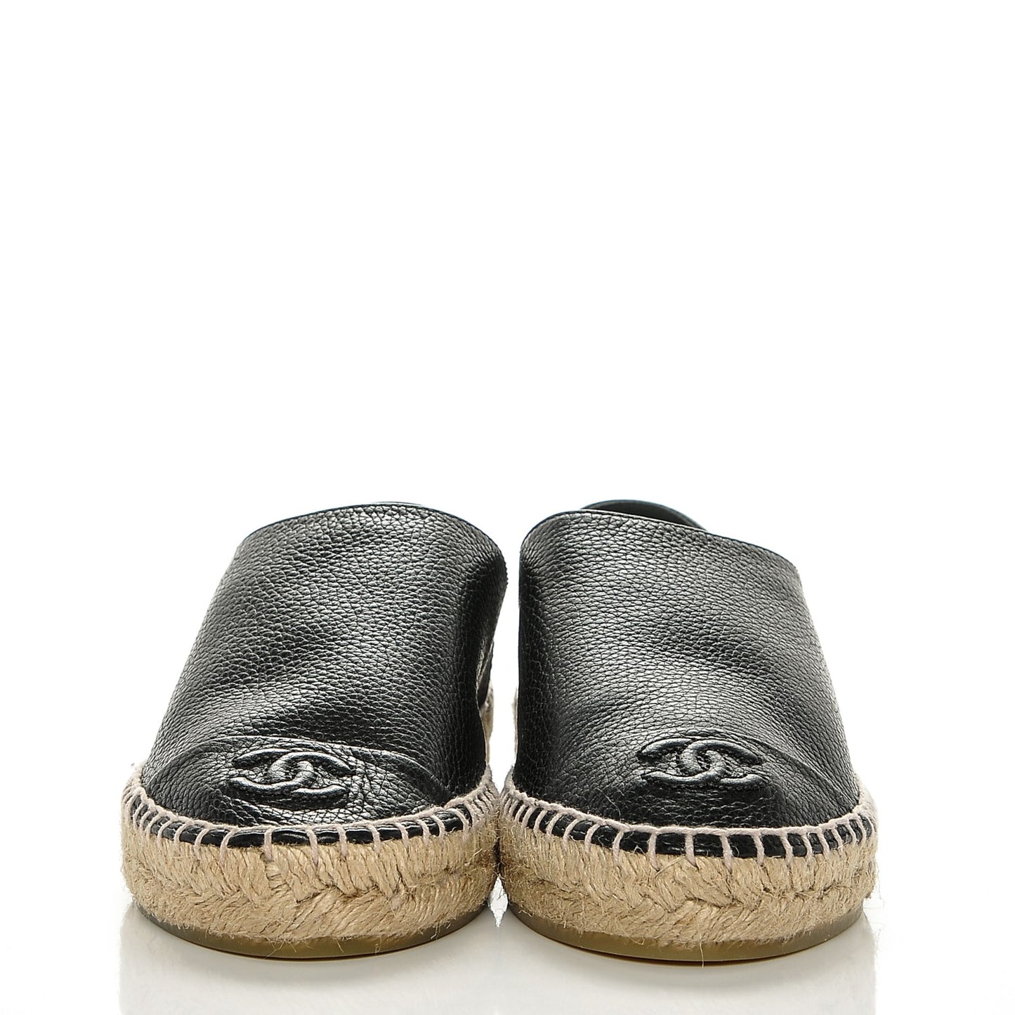 Grained Calfskin CC Espadrilles 35 Black