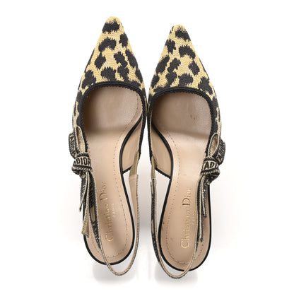 Christian Dior Mizza Cotton Ribbon Embroidered J'Adior Slingback 65mm Pumps 39 Beige 2 of 9