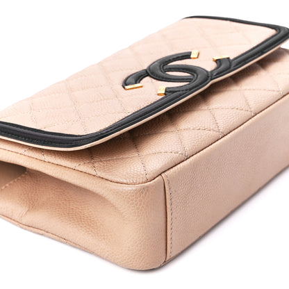 Chanel Caviar Quilted Small CC Filigree Flap Beige Black 10 of 11
