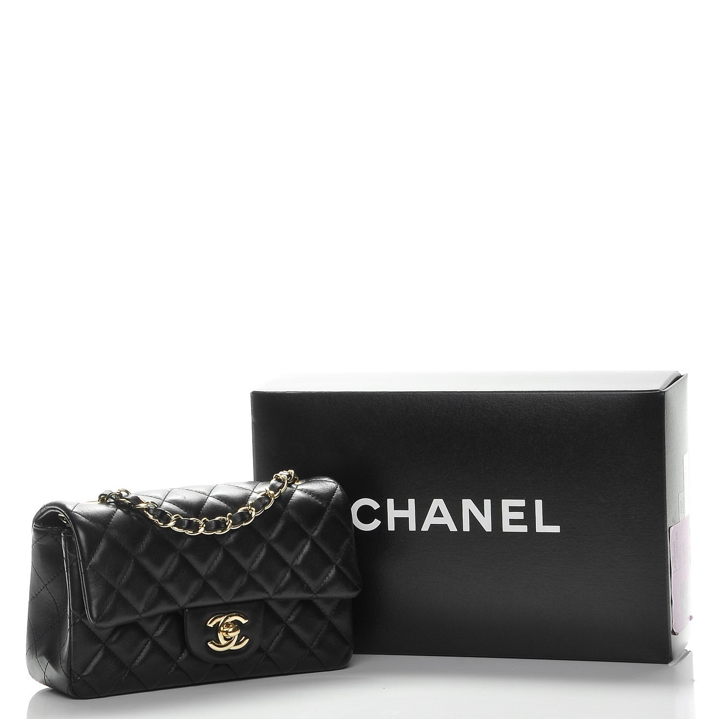 Lambskin Quilted Mini Rectangular Flap Black