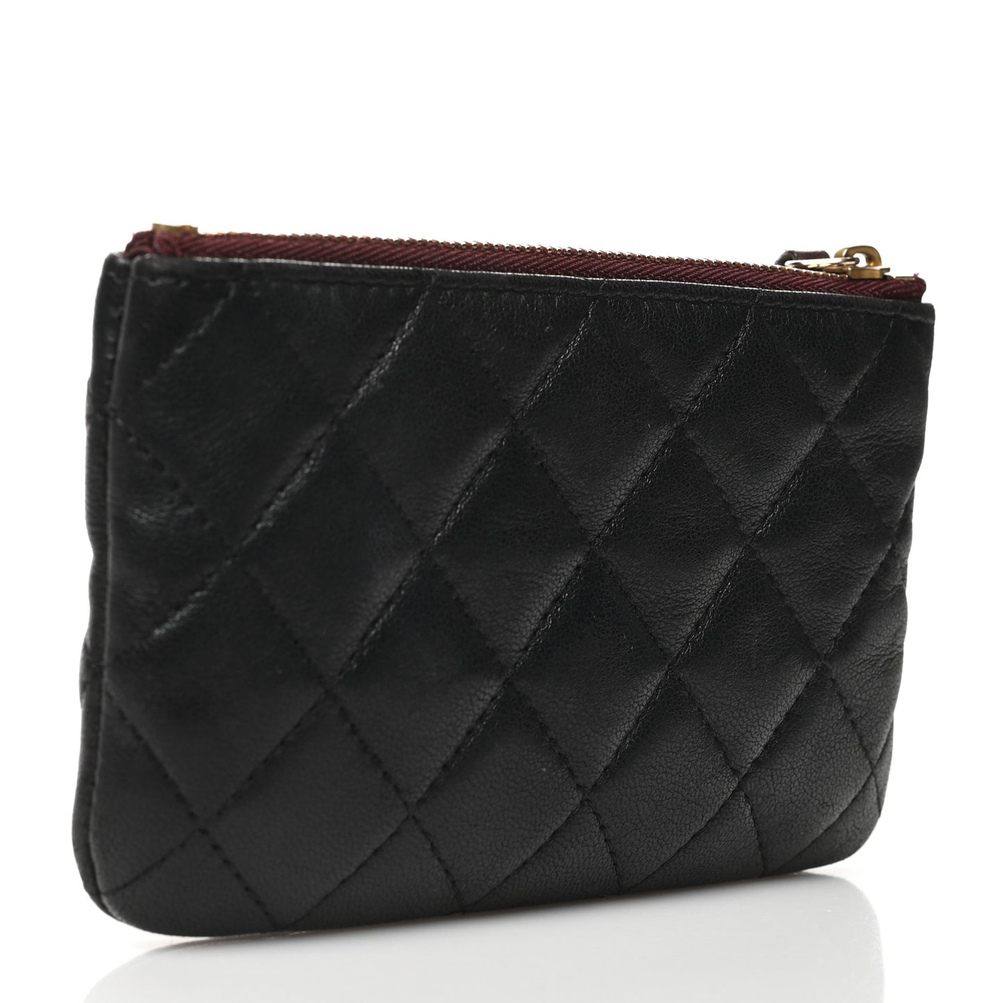 Lambskin Quilted Small Cosmetic Case Black