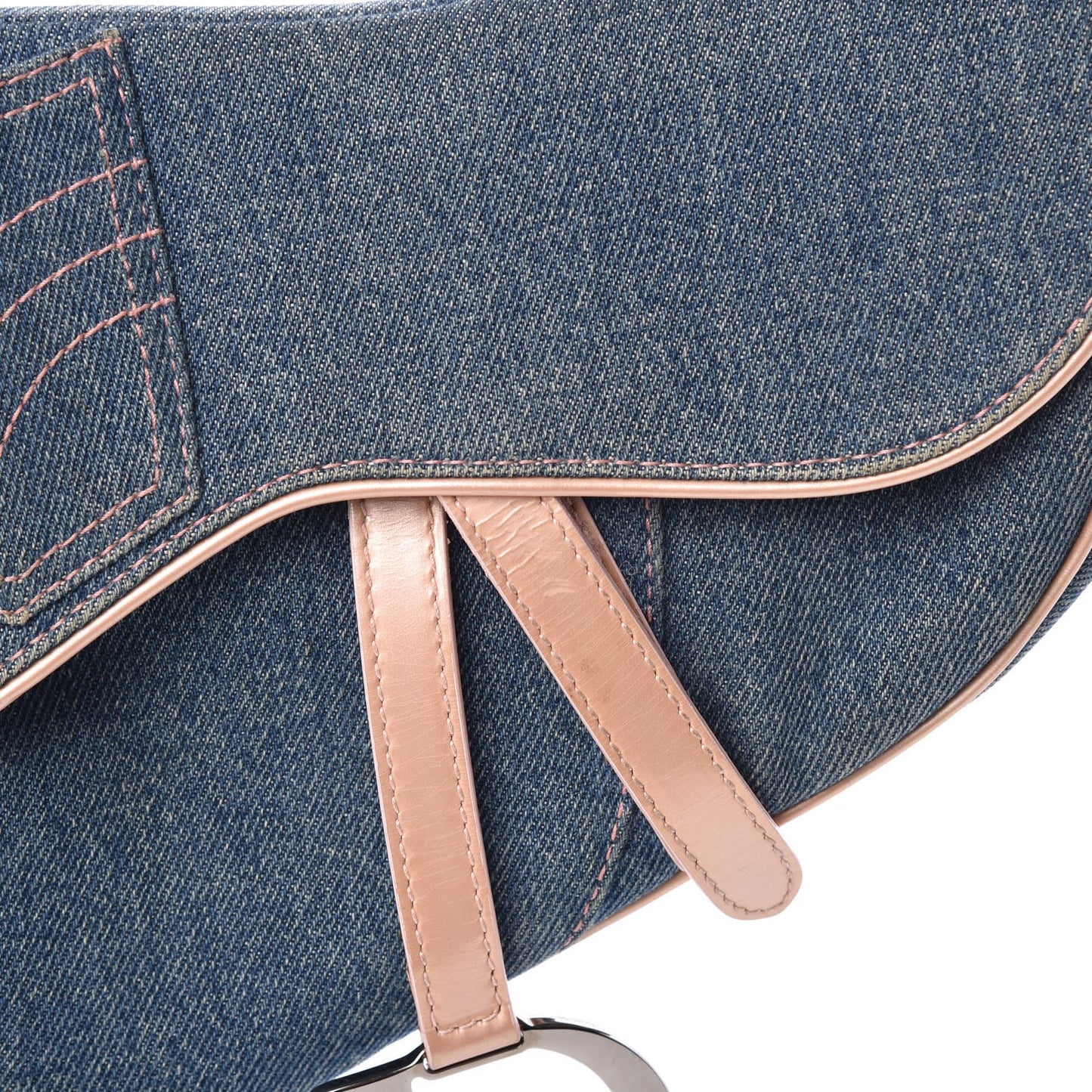 Patent Denim Jeans Saddle Bag Blue Pink
