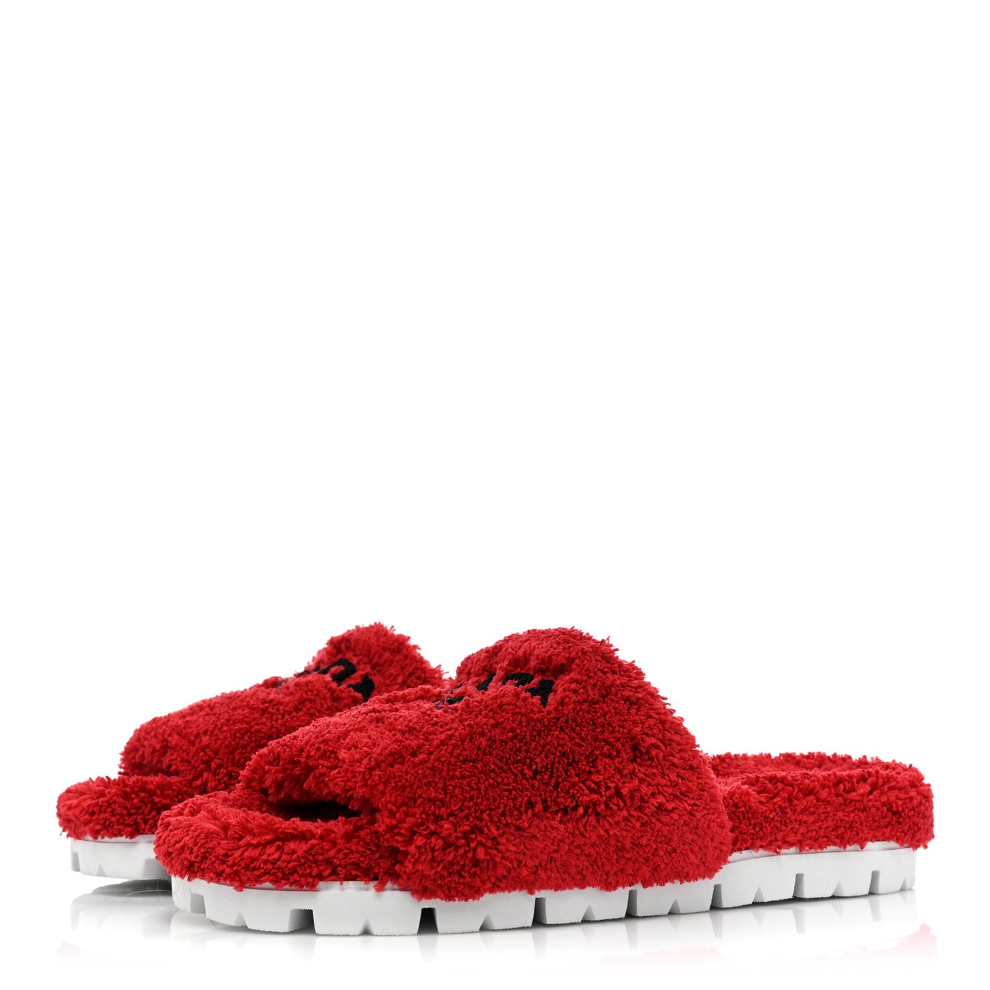 Terry Cloth Logo Lug Sole 20mm Slide Sandals 40 Rosso Black
