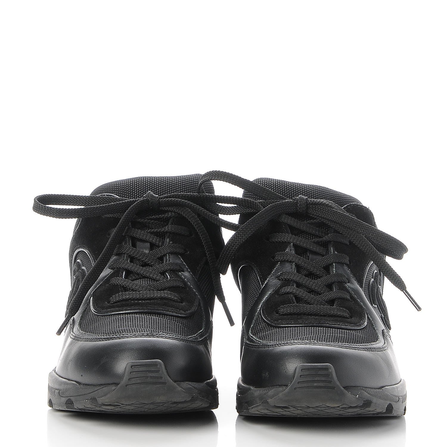 Chanel Suede Calfskin CC Sneakers 38 Black 2 of 8