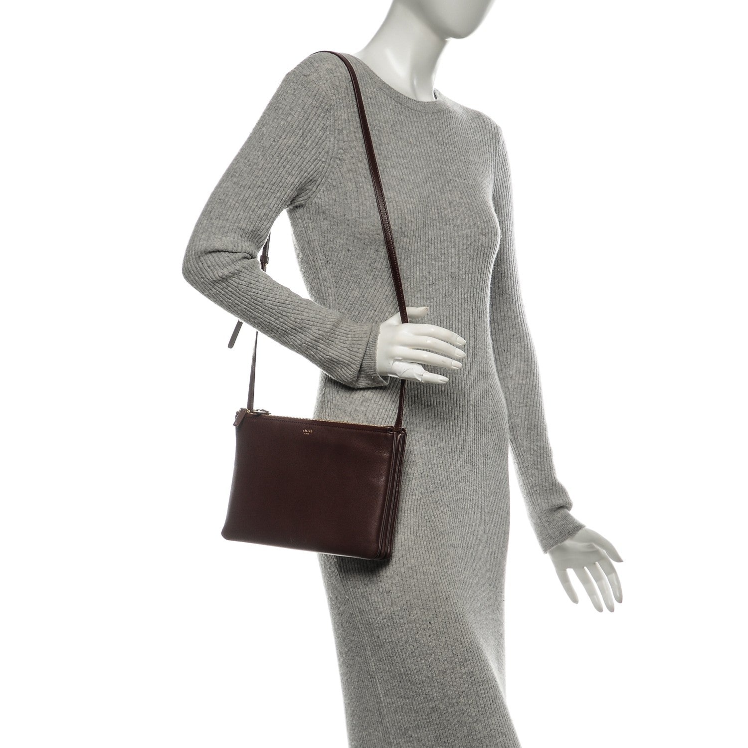 Celine Lambskin Large Trio Crossbody Bag Burgundy 2 of 6