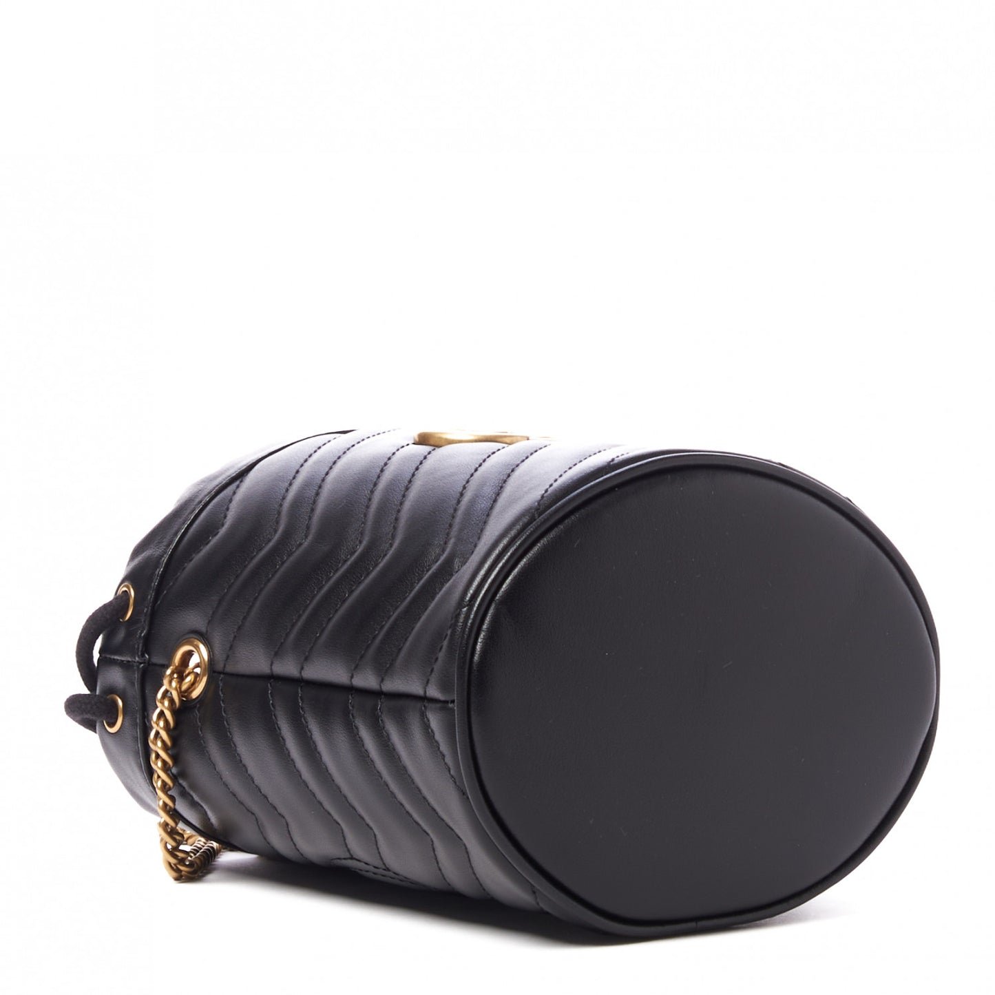 Calfskin Matelasse Mini GG Marmont 2.0 Bucket Bag Black