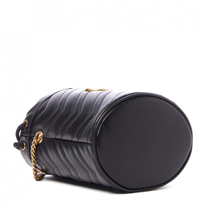 Gucci Calfskin Matelasse Mini GG Marmont 2.0 Bucket Bag Black 4 of 9