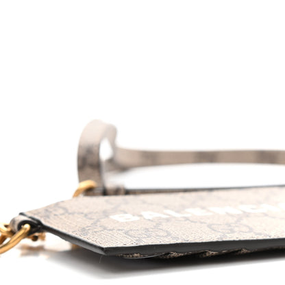 Gucci X BALENCIAGA GG Supreme Monogram Logo Card Case With Strap Beige Ebony 7 of 8