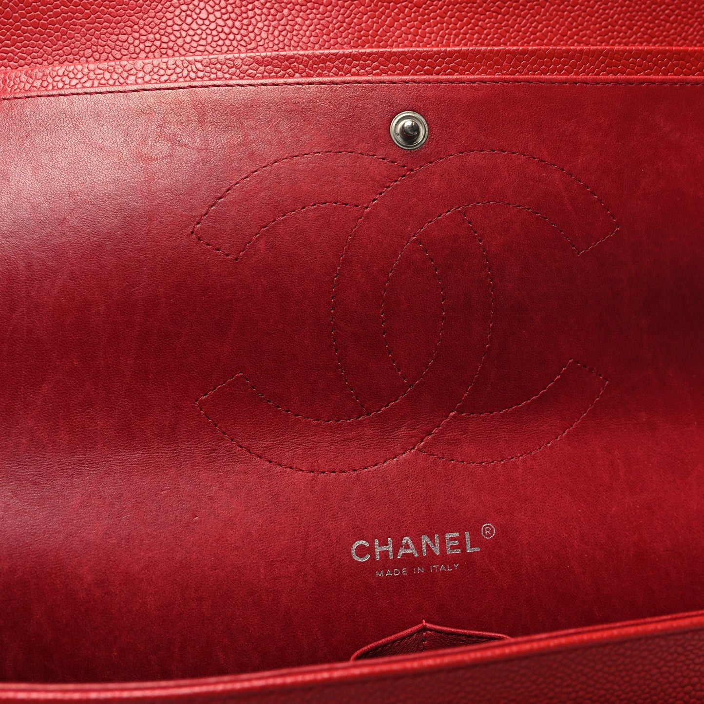 Caviar Quilted Jumbo Double Flap Red