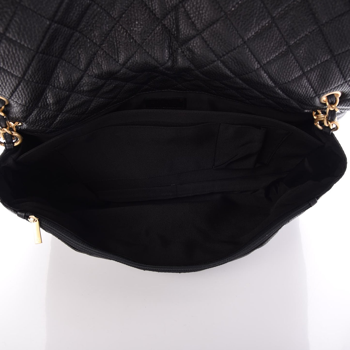 Calfskin Quilted XXL Travel Flap Bag Black