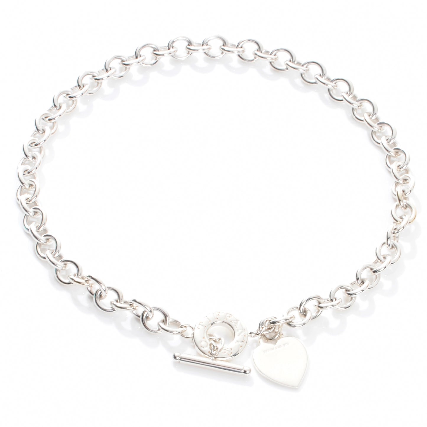 Sterling Silver Heart Tag Toggle Necklace