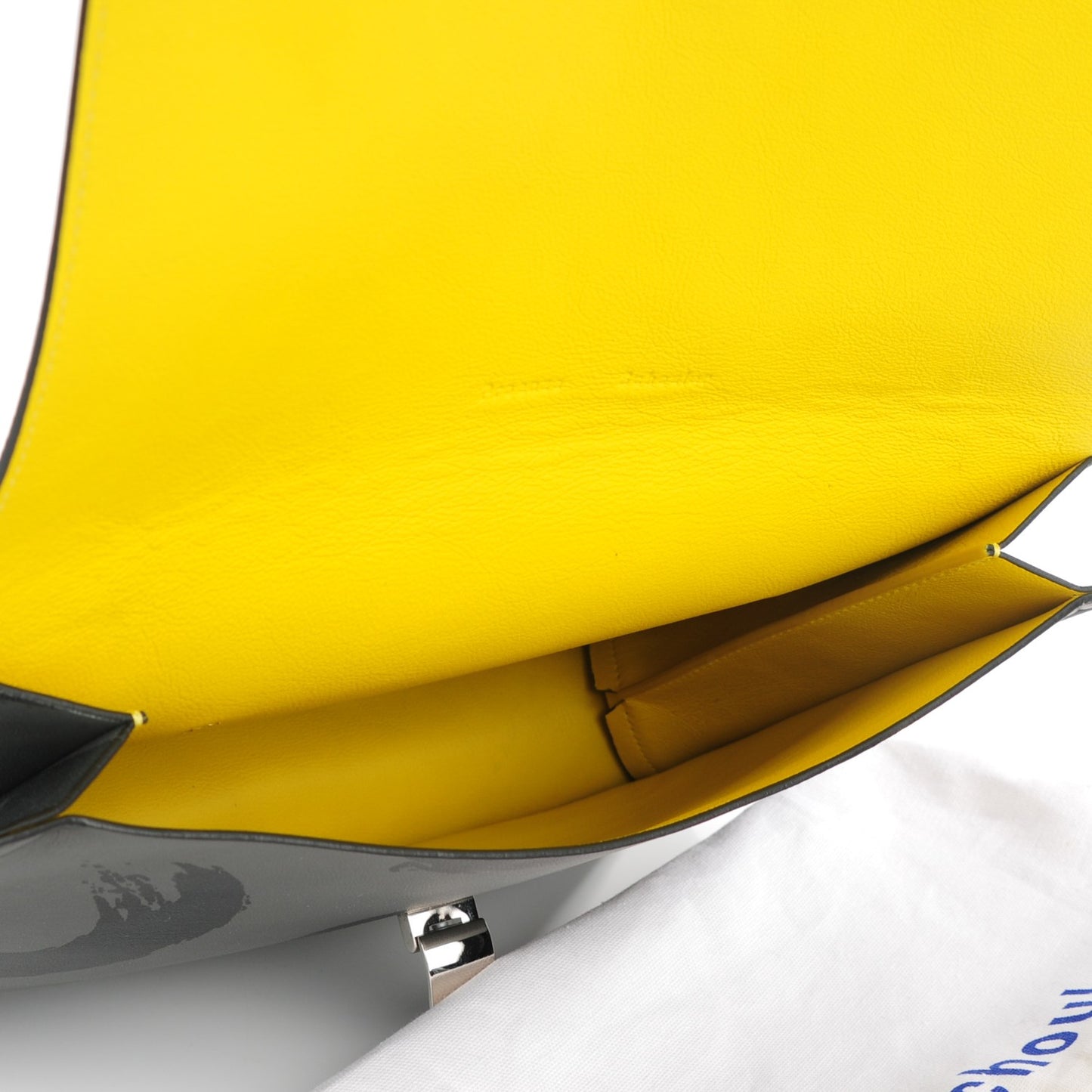 Lambskin Large Printed Lunch Bag Clutch Black Grey