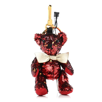 Burberry Sequin Thomas Teddy Bear Keychain Charm Red 1 of 5