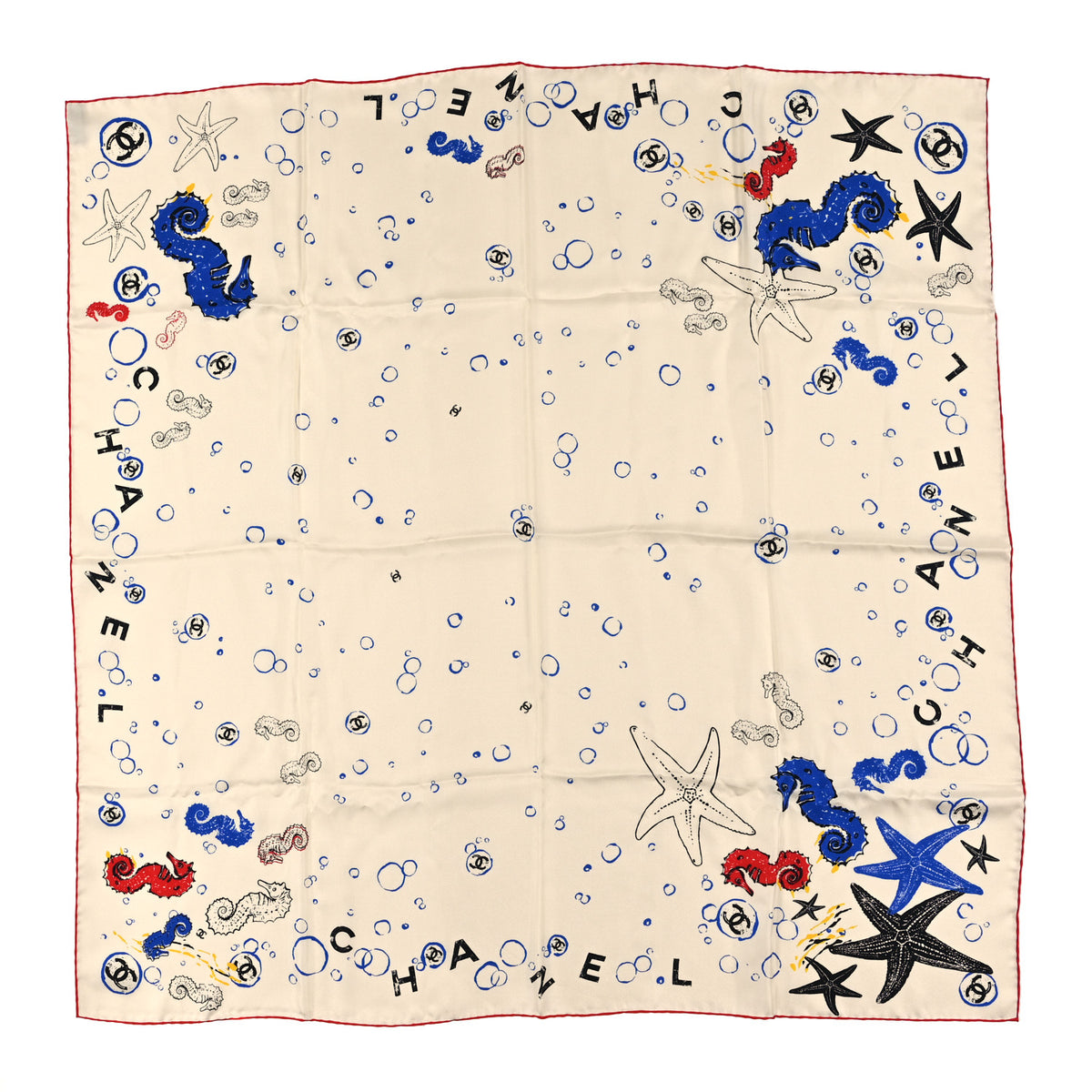 Silk CC Coco Beach Square Scarf Ecru Multicolor