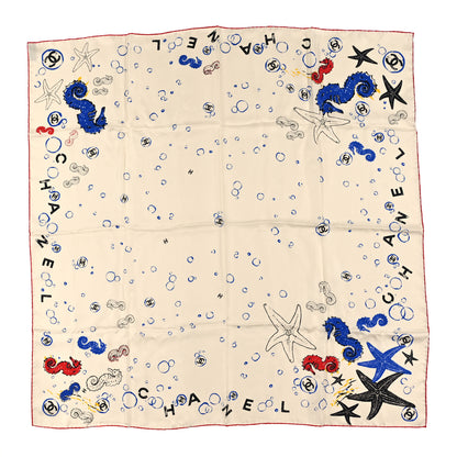 Chanel Silk CC Coco Beach Square Scarf Ecru Multicolor 1 of 3