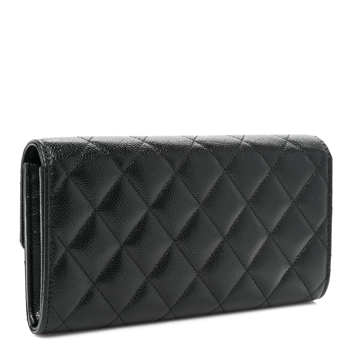 Caviar Quilted Multi Chain CC Large Gusset Flap Wallet Black