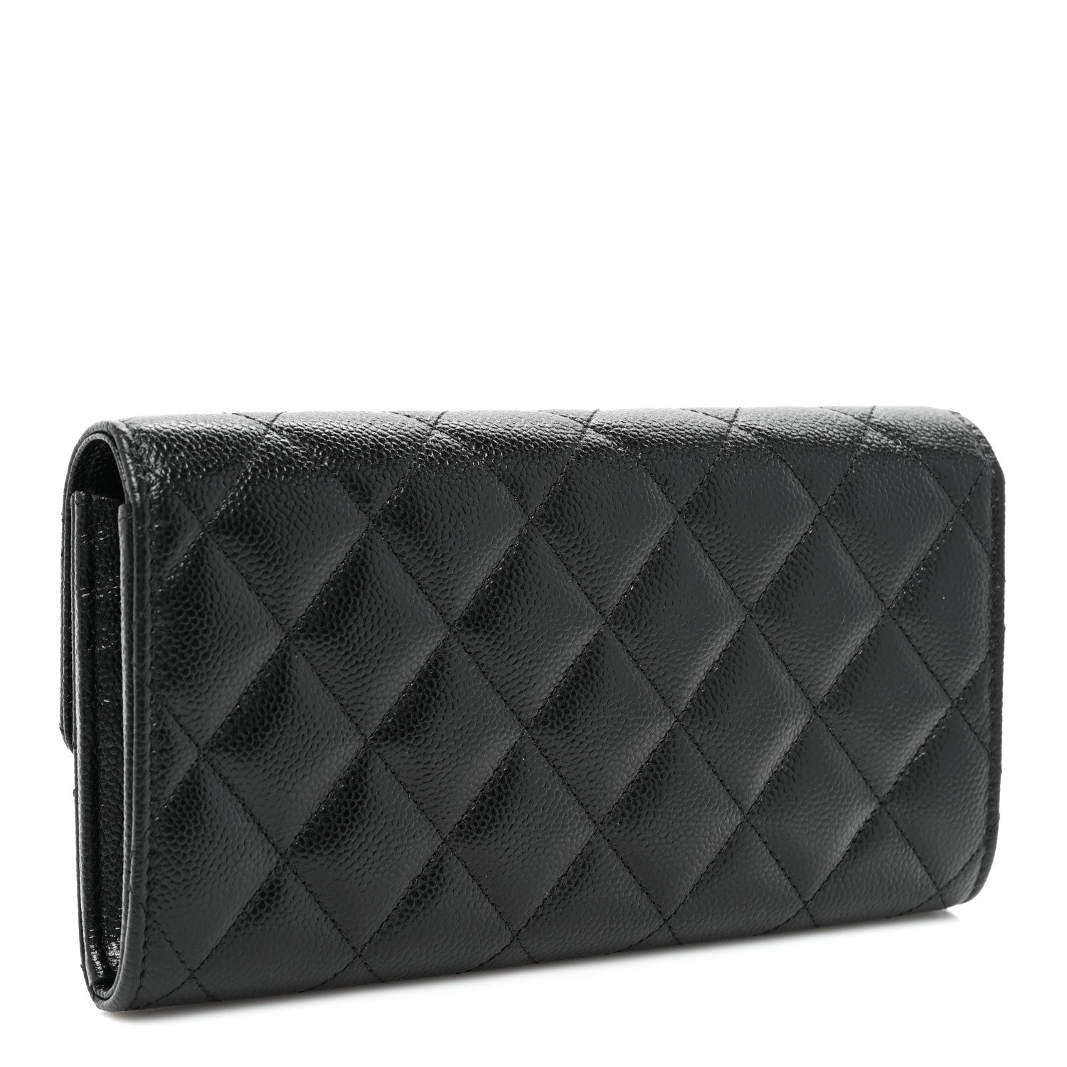 Chanel Caviar Quilted Multi Chain CC Large Gusset Flap Wallet Black 3 of 12