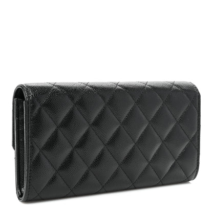 Chanel Caviar Quilted Multi Chain CC Large Gusset Flap Wallet Black 3 of 12