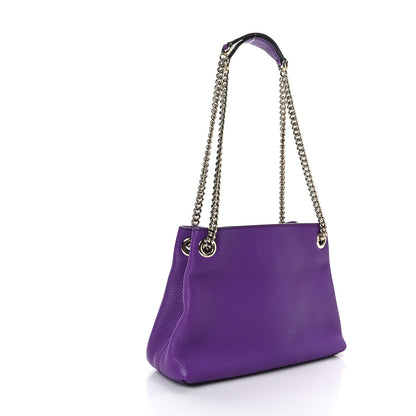 Gucci Pebbled Calfskin Small Soho Chain Shoulder Bag Shine Purple 3 of 9