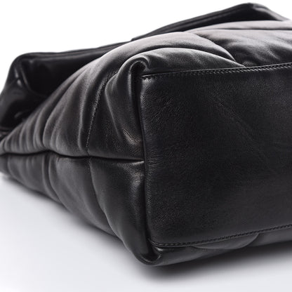 Saint Laurent Lambskin Quilted Medium Loulou Puffer Monogram Chain Satchel Black 9 of 17