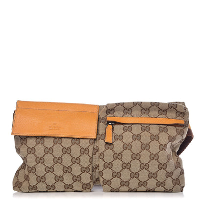 Gucci GG Monogram Web Double Pocket Belt Bag Yellow 1 of 7