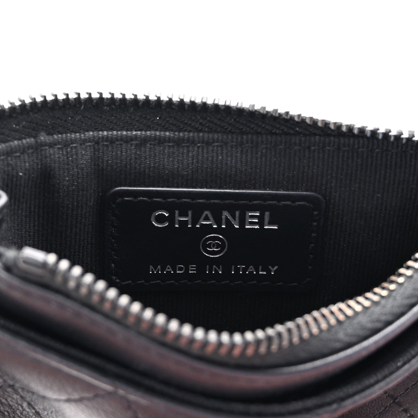 Calfskin Quilted Zip Card Holder So Black