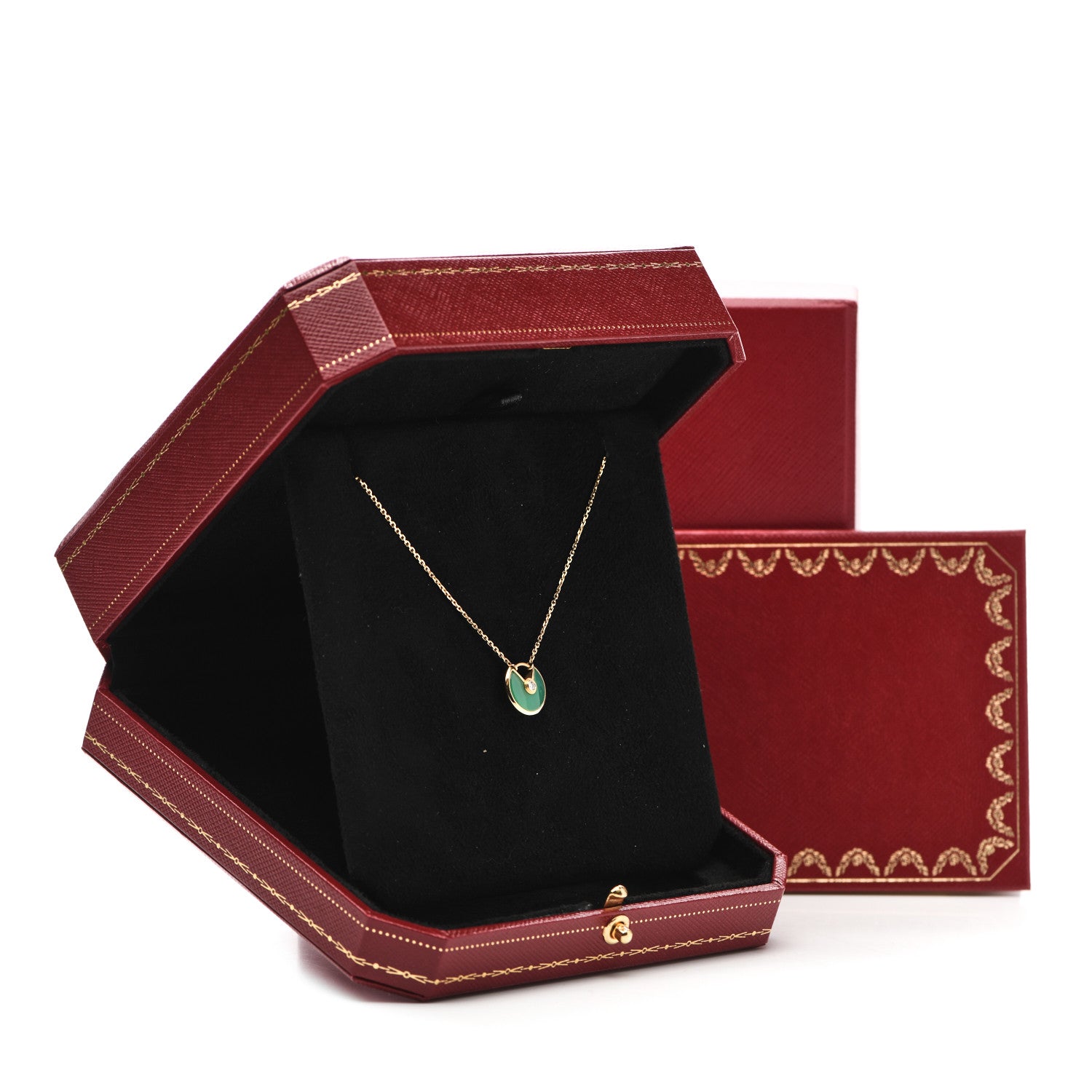 Cartier 18K Yellow Gold Diamond Chrysoprase XS Amulette de Cartier Pendant Necklace 6 of 6