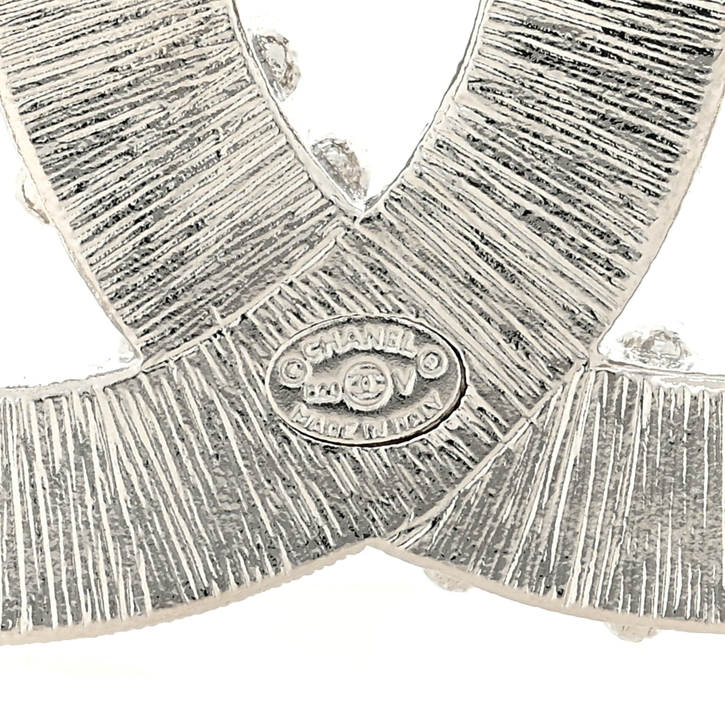 Baguette Round Crystal CC Brooch Silver