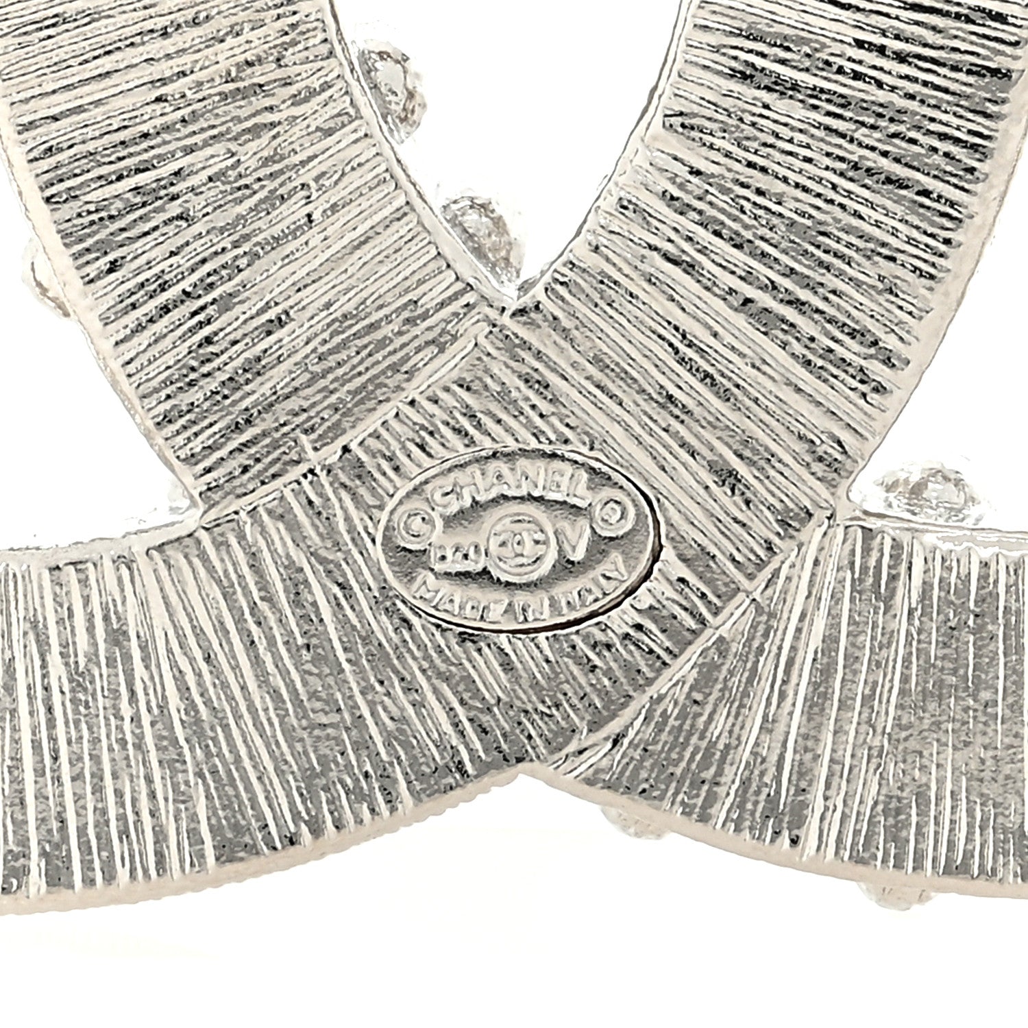 Chanel Baguette Round Crystal CC Brooch Silver 4 of 4