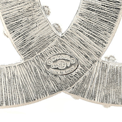 Chanel Baguette Round Crystal CC Brooch Silver 4 of 4