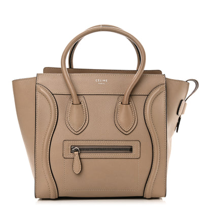Celine Drummed Calfskin Micro Luggage Dune 1 of 11