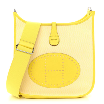 Hermes Toile H Taurillon Clemence Evelyne III PM Ecru Citron Lime 1 of 11