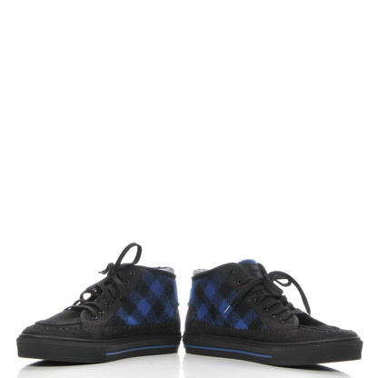 Louis Vuitton Nubuck Wool Plaid Sneakers 11 Blue 6 of 11